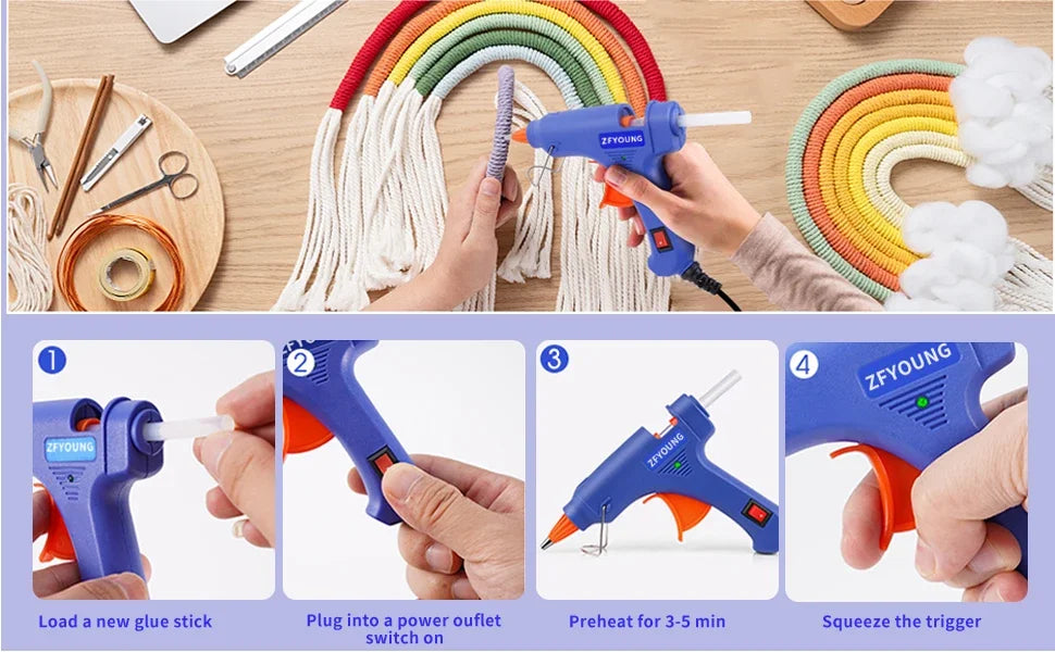 Fast Heating 20W Hot Glue Gun Household Industrial Multipurpose Electric Glue Gun Hot Glue Sticks for DIY Crafts Home Deco