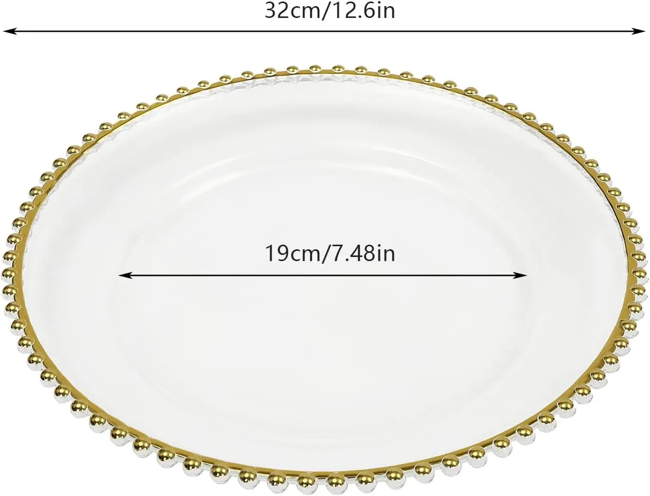 Elegant Gold Beaded Charger Plates - 25 Pack, 32cm Durable Plastic