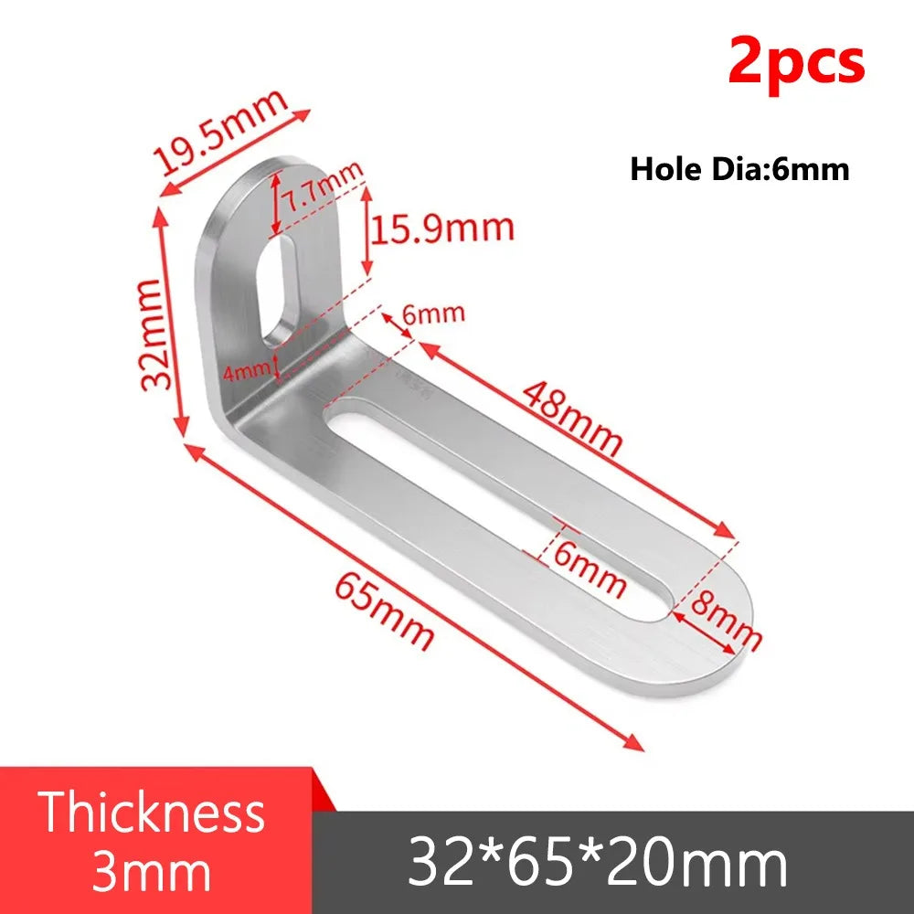1/2Pcs Stainless Steel Angle Bracket Furniture Fastener 90 Degree Right Angle Corner Brace Joint Silver L Shape