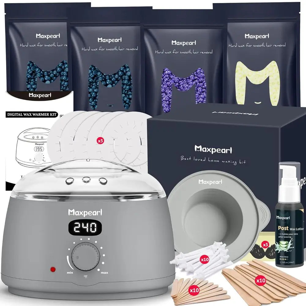 Hair Removal Waxing Kit for Men, Nose & Ear Wax Kit with Silicone Pot - Remove Unwanted Coarse Hair on Mustache, Eyebrows, Under