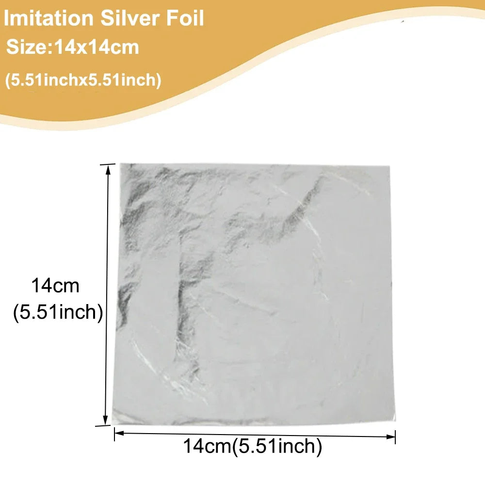 100pcs Imitation Gold Sliver Copper Foil Paper DIY Resin Candle Plaster Craft Leaf Flake Gilding Sheets Art Nail Home Decoration