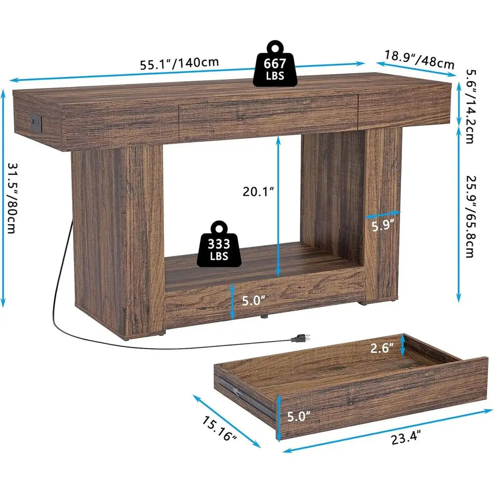 55–75 Gallon Aquarium Stand, Heavy Duty Fish Tank Stand for Turtle, Reptile & Amphibians, MDF Board Tabletop with Drawer & Power
