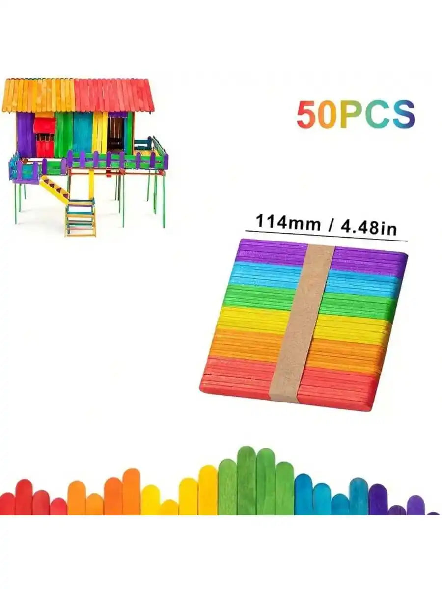 50/100/200 Pieces 11.4cm/4.5 inch Small Wooden Craft Sticks - Multi-purpose wooden sticks for DIY projects and waxing
