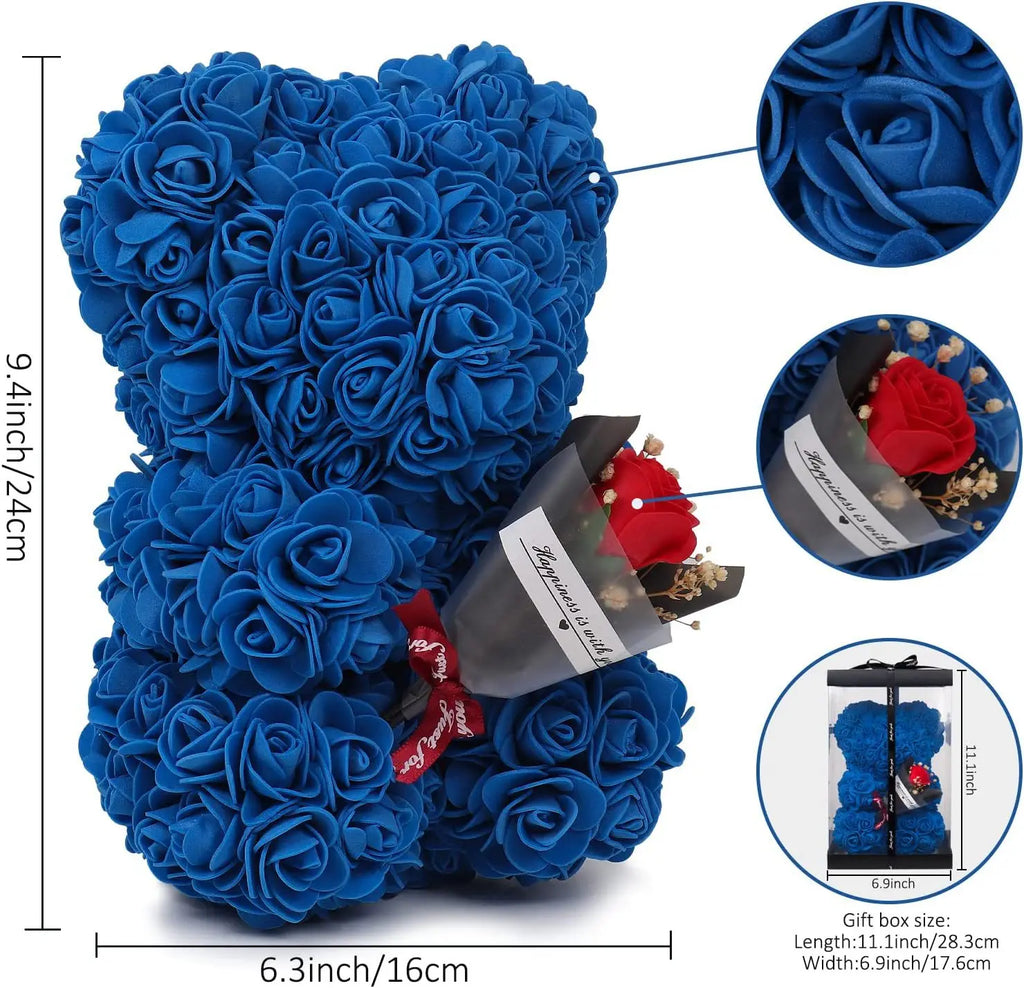 New Artificial Flower Eternal Rose Teddy Bear for Mom Mother's Day Birthday Valentine's Day Anniversary Gifts & Decorations