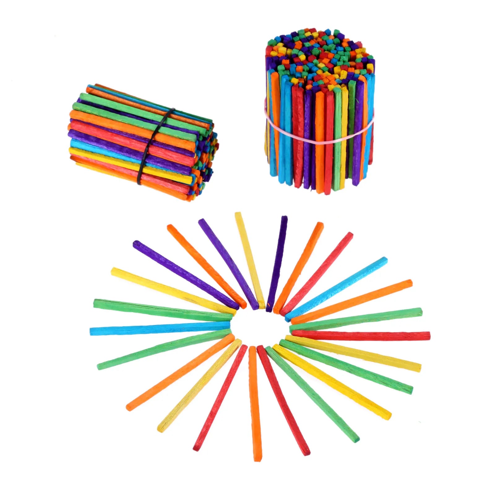 200pcs/set Wood Sticks Match Rods Colorful 3D Puzzle DIY Craft Kids Mathematics Teaching Aids Educational Learning 4.2cm Length
