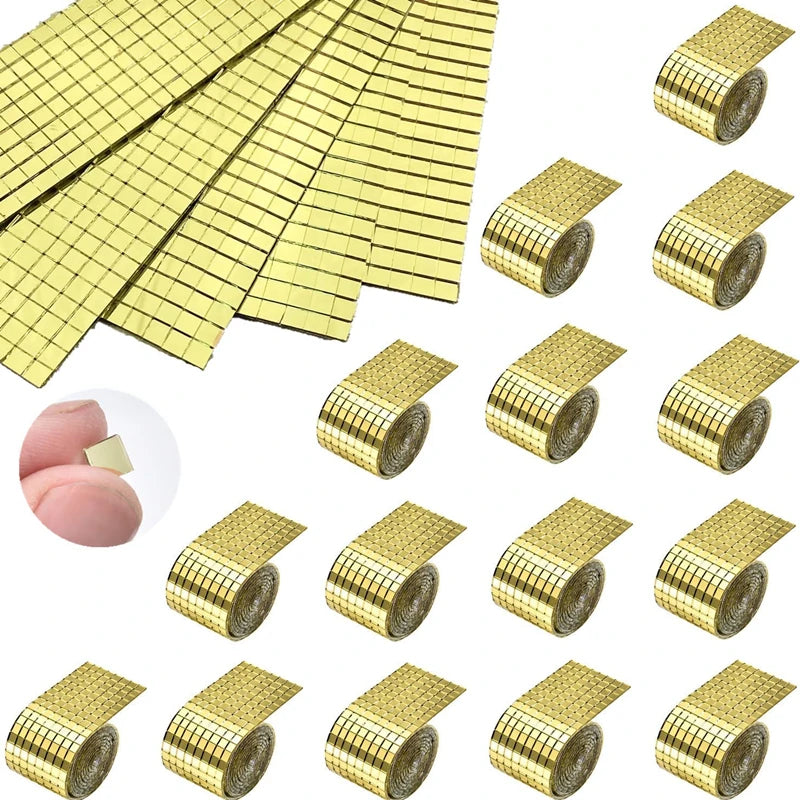 Self-Adhesive Real Glass Craft Mini Square Mirrors Mosaic Tiles Stickers Bathroom DIY Handmade Craft Home Decoration Making Tool
