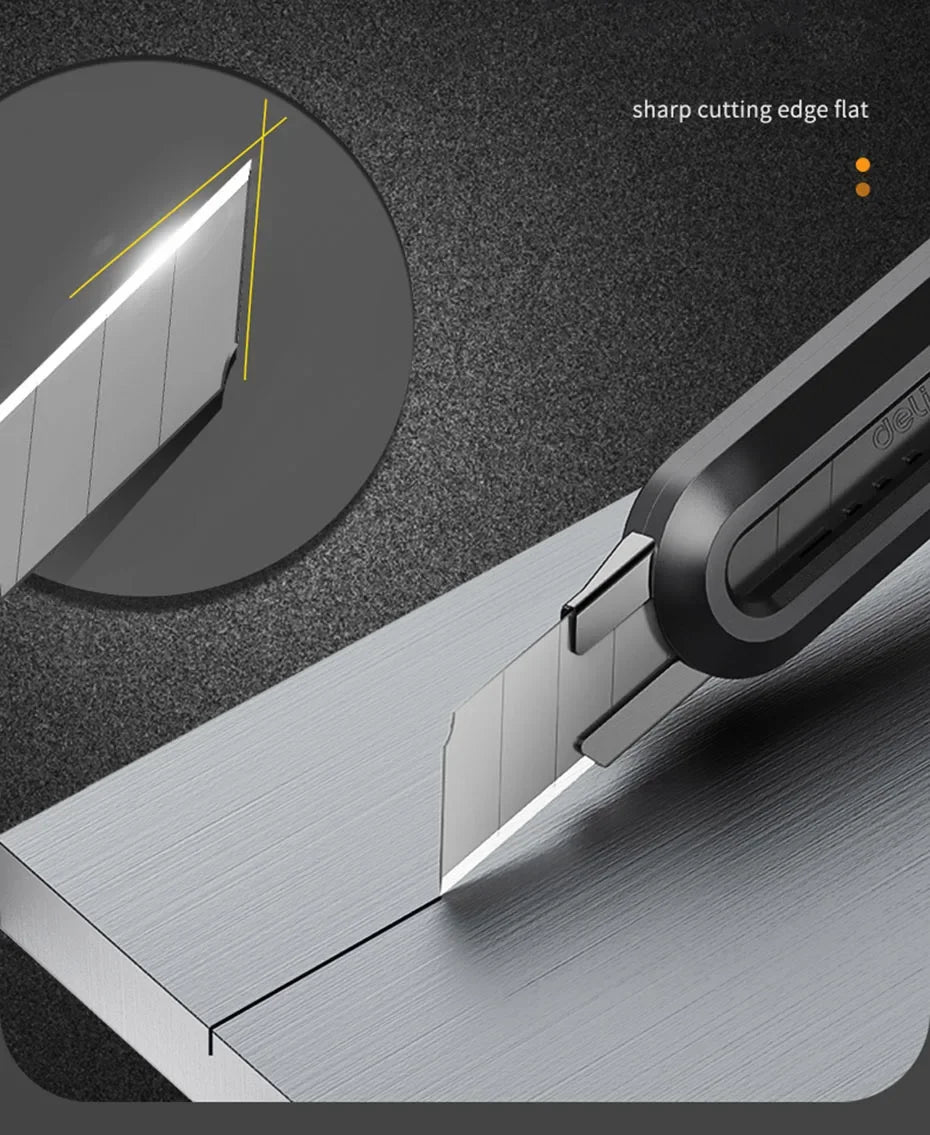 Deli Utility Knife Portable Pocket Box Cutter Retractable Paper нож 18MM 9MM Metal Blade for Office School Stationery Supplies