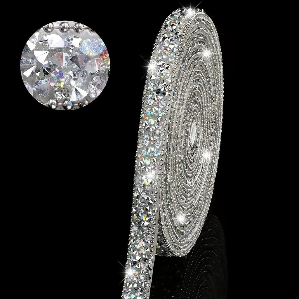 Rhinestone Ribbon Self Adhesive Ribbon Roll Glitter Ribbons Bling Rhinestone Ribbon for DIY Art Crafts