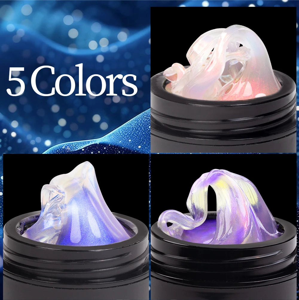 PUENTE 7Pcs/set Aurora Glitter Non-Stick Hand Extension Nail Gel Kit 3D Sculpture Carving Soak-Off UV Nail Art Hard Gel Varnish