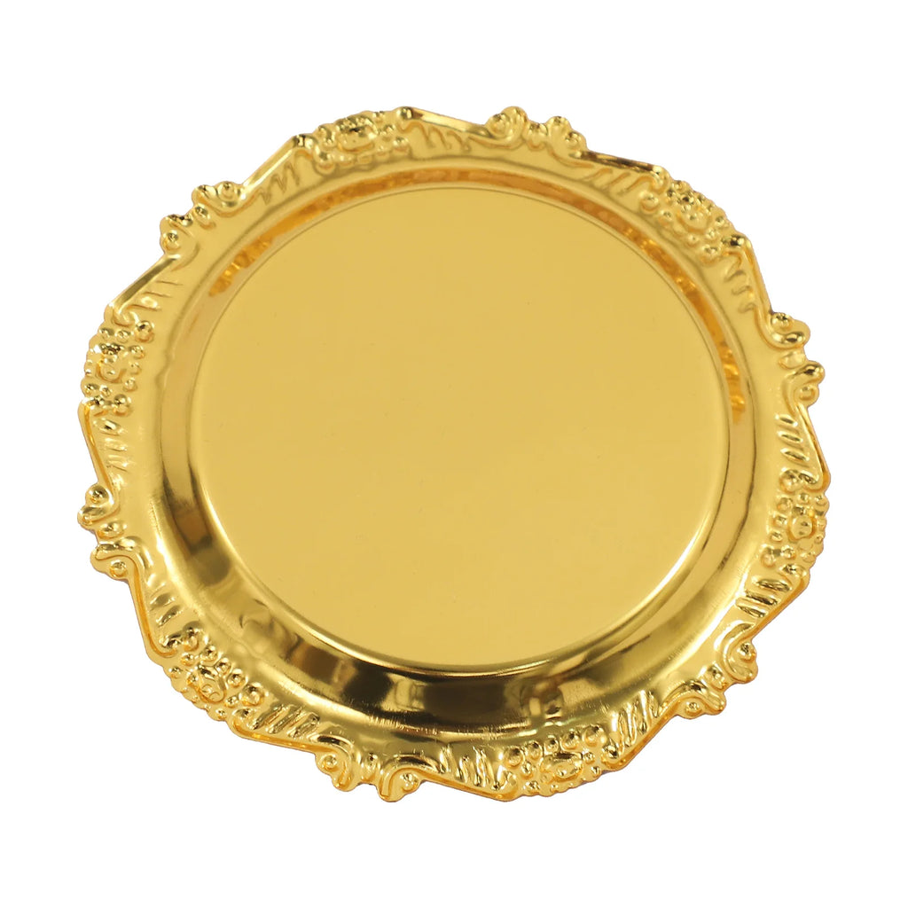 6PCS Snack Plates, 10cm Gold Serving Tray, Round Restaurant Serving Trays for Holding Fruit, Snacks, Desserts, Sweets, Jewellery
