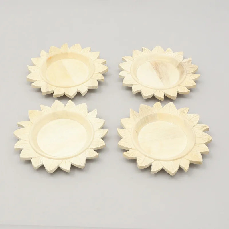 Wooden sunflower shaped heat-resistant tray wooden dining plate wooden tableware environmentally friendly natural and warm