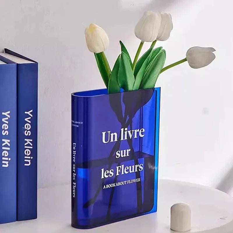 Acrylic Book Shaped Flower Arrangement Box,Book Vase,Nordic Style Acrylic Vase,Hydroponic Flowers,Desktop Decoration Ornament