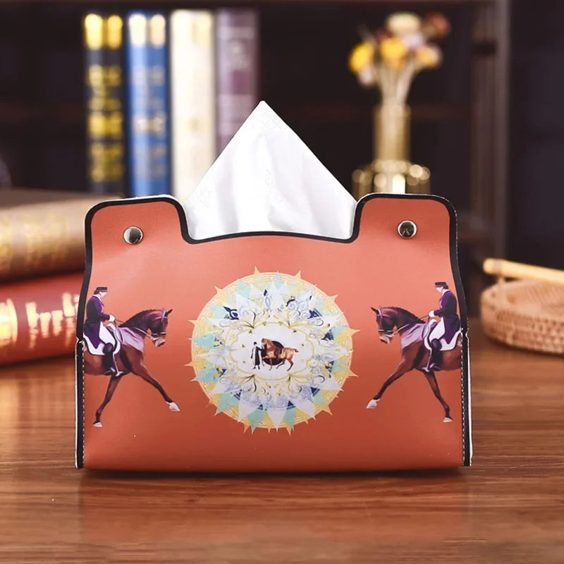 Leather Tissue Box European Retro Style Waterproof Napkin Holder Bathroom Car Living Room Coffee Table Universal Storage Box