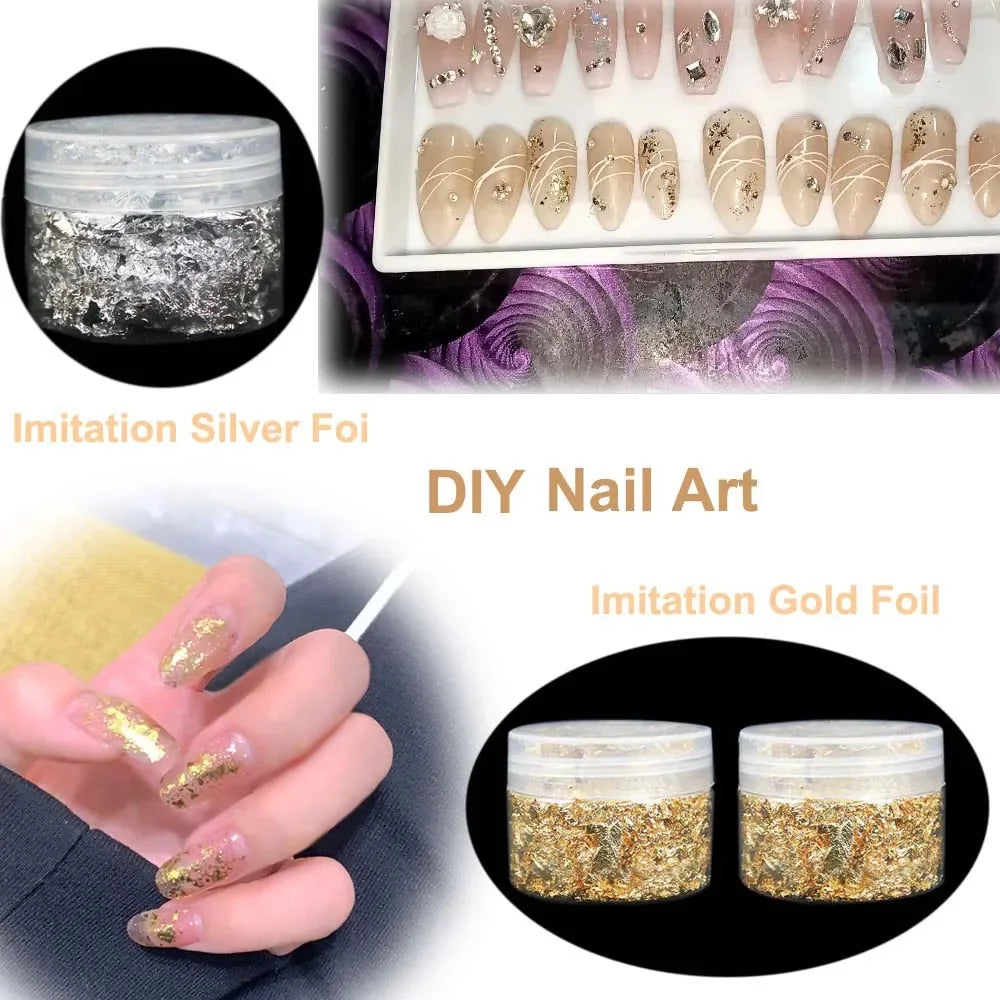 100pcs Imitation Gold Sliver Copper Foil Paper DIY Resin Candle Plaster Craft Leaf Flake Gilding Sheets Art Nail Home Decoration
