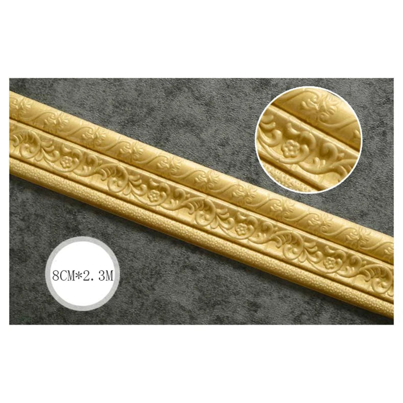 3D Self-adhesive Waist Line Wall Stickers 230cm DIY Background Wall Border Skirting Line Stickers Waterproof Strip Stickers