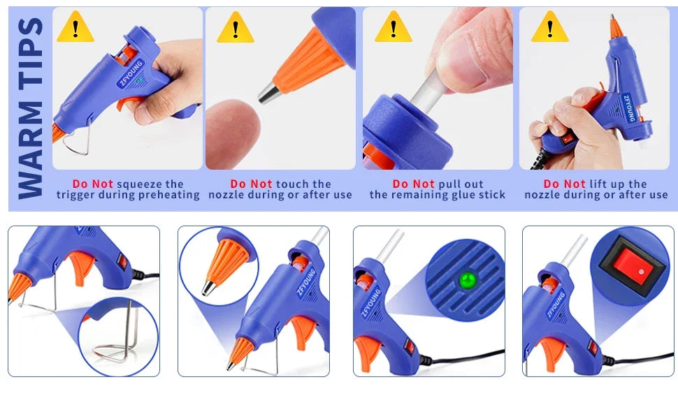 Fast Heating 20W Hot Glue Gun Household Industrial Multipurpose Electric Glue Gun Hot Glue Sticks for DIY Crafts Home Deco