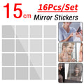 16pcs/set Living Room Mirror Sticker Self-adhesive Glass Tile Mirror Stickers Creative Elegant Convenient for Wardrobe Bathroom