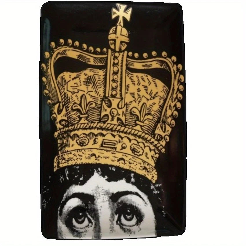Commemorative tray crown jewelry storage tray Italian face ceramic tray wedding ring tray wall decoration wedding gift