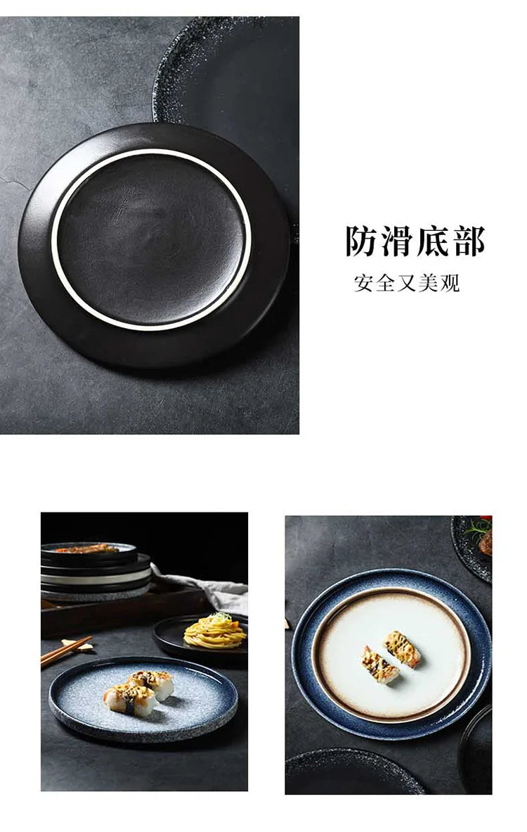 Japanese Style Ceramic Pasta Dish, Steak Plate, Western Cuisine Plate, Household Plate Ins, Tableware for Hotel and Commercial
