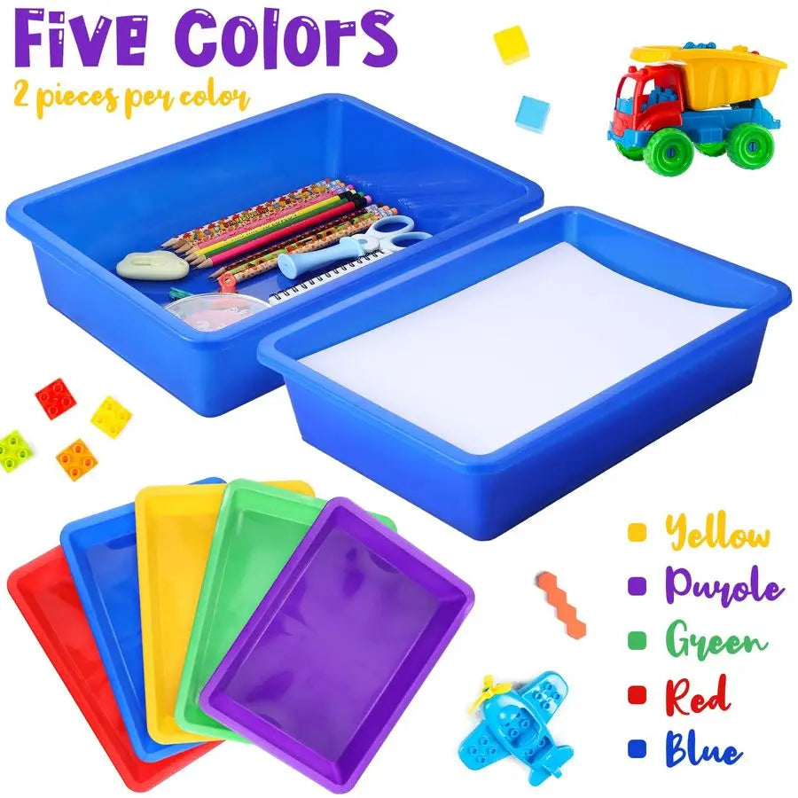 10 Pcs Flat Storage Organizer Tray Bin Letter Size Paper Tray for Classroom Plastic Stackable File Organizer for School Office T