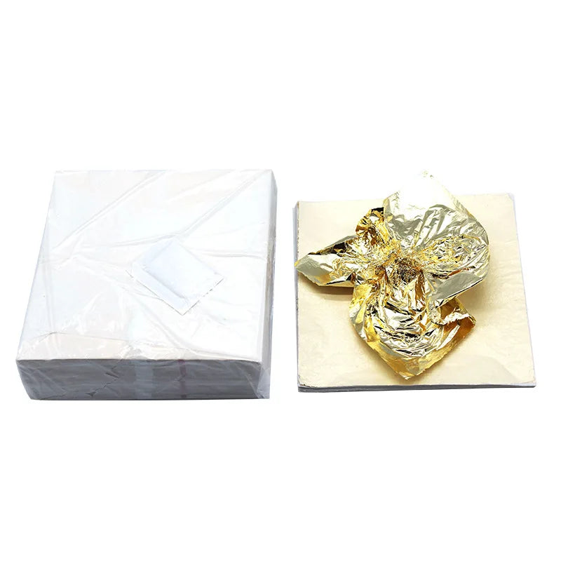 100Pcs Gold Leaf Sheets 9x9cm Gilding Foil Antique Silver Foil Paper For Paintings Arts Crafts Nail Deco  Furniture