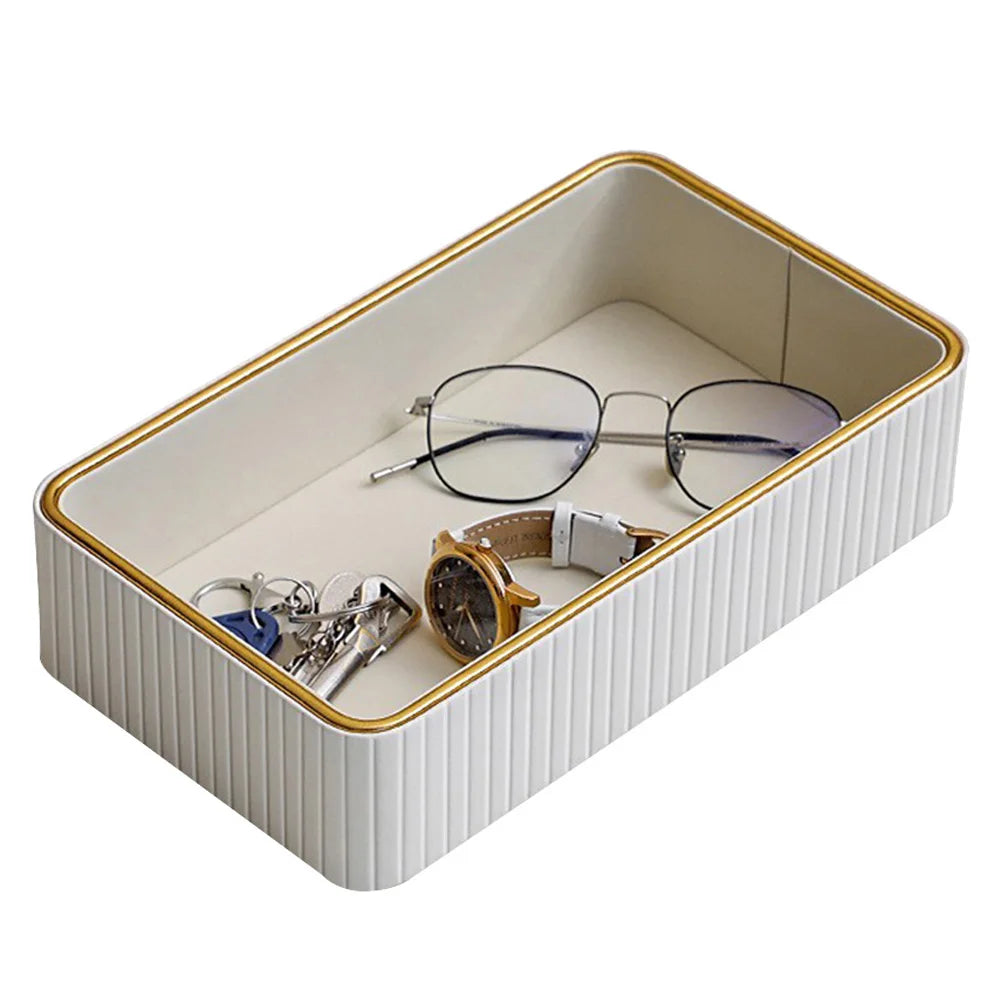 Desktop Organizer Tray Rectangular Jewellery Ring Holder Plate Multi-Function Jewellery Key Tray for Jewellery Key Watch Perfume