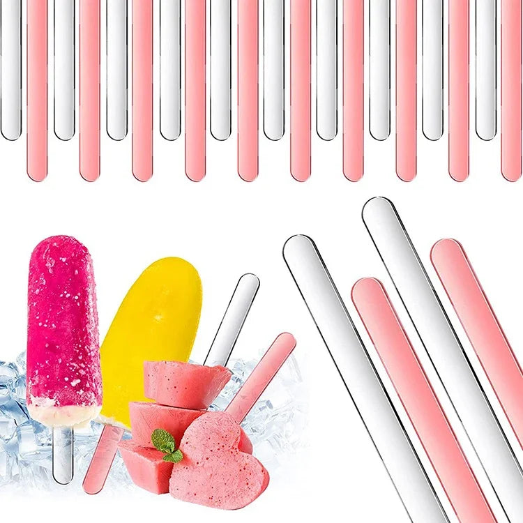 20Pcs Reusable Ice Cream Sticks Acrylic Popsicle Stick Clear Acrylic Ice Cream Sticks DIY Crafts BJL004