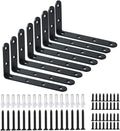 Heavy Duty Black Steel L Corner Brace 8 Pcs, Decorative Shelf Bracket for Wall Hanging Shelves with Screws (5x3 Inch)