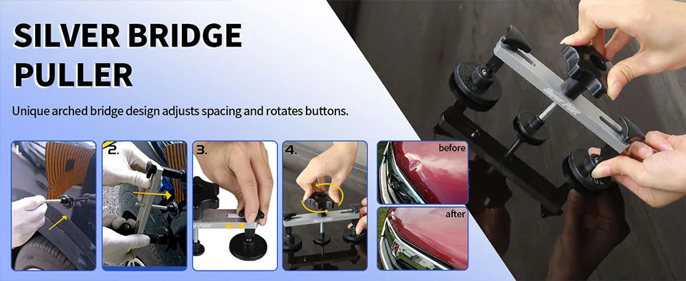 Super PDR Tool Kit, Professional Paintless Dent Repair Kit,Complete Auto Body Hail Dent Removal Tools with Glue Gun PDR Light