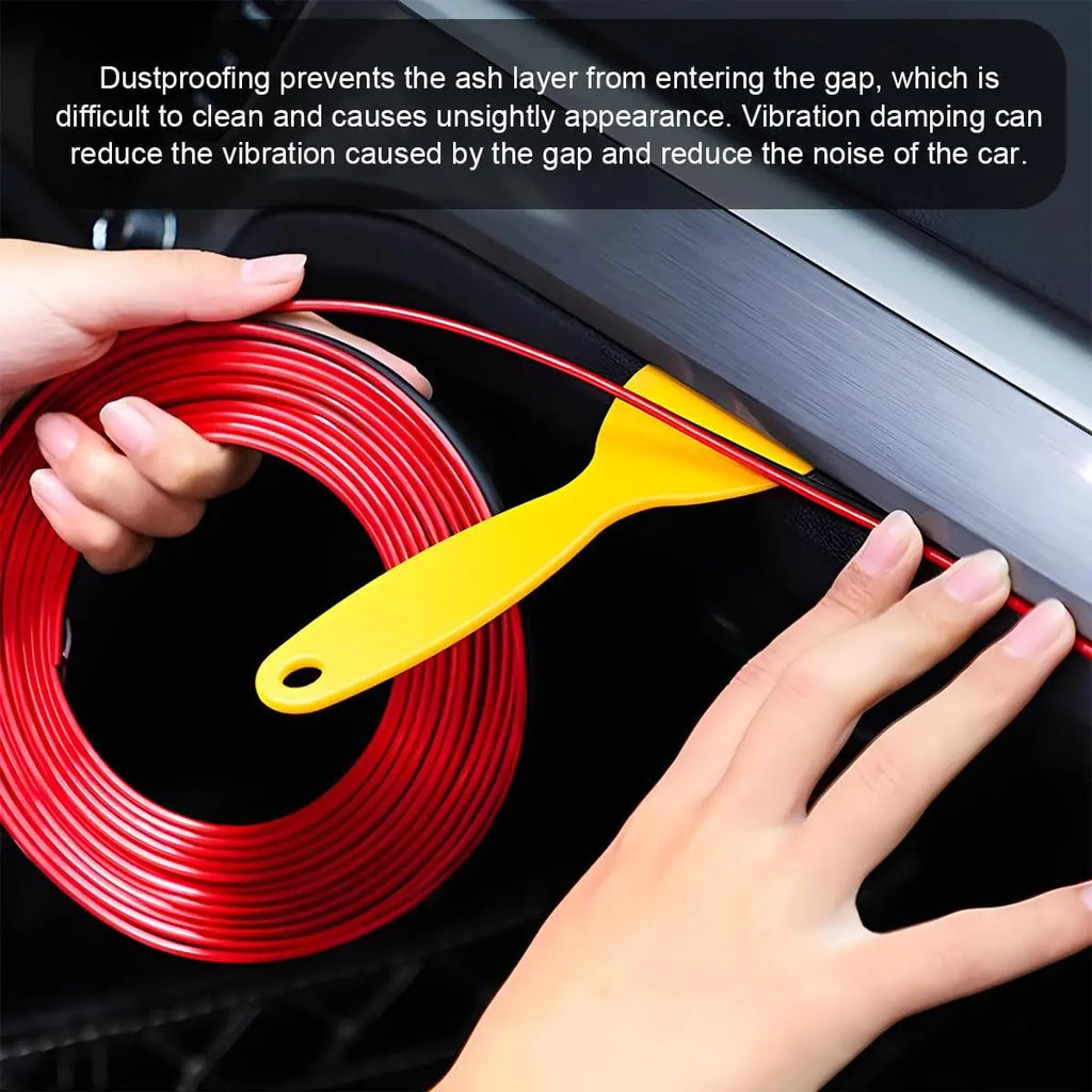 Car Interior Trim Strips, 16.4ft Auto Decoration Styling Door Dashboard, DIY Vehicle Interior Filler Insert Flexible Strip with