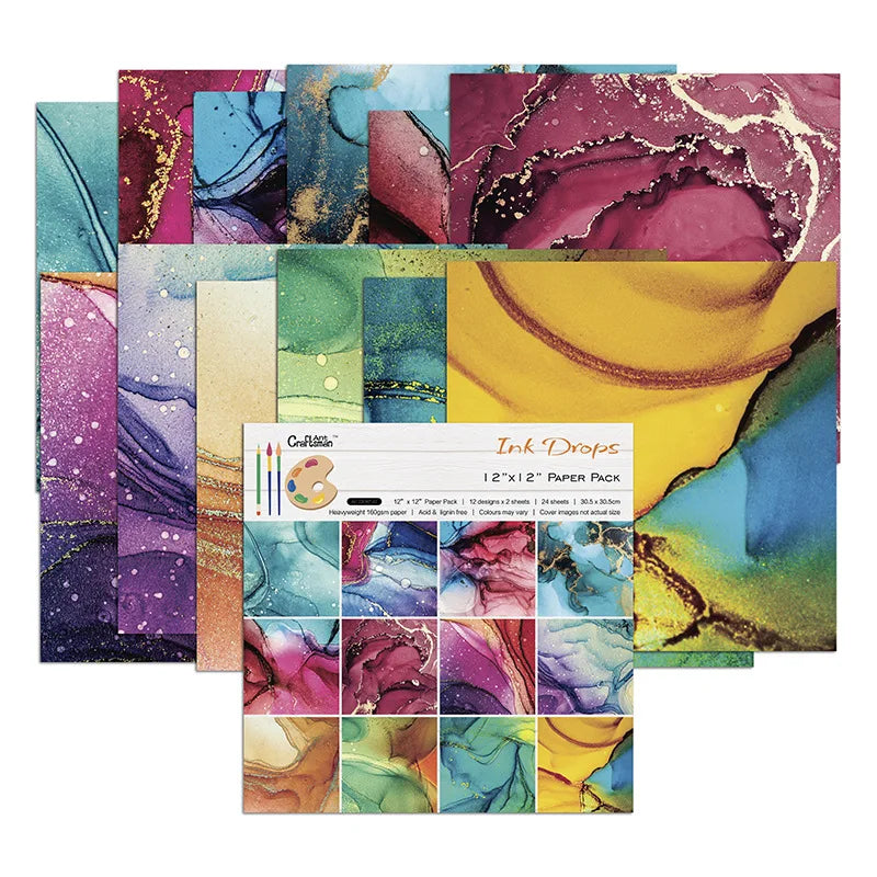 24 Sheets 30x30cm Craft Scrapbooking Paper Pad Watercolored Single-Side Printing Junk Journal Cardstock Supplies for Card