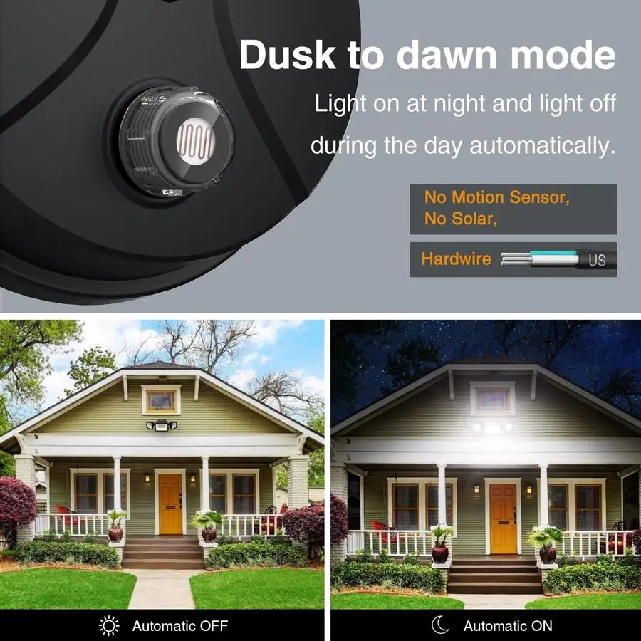 70W LED Dusk to Dawn Flood Lights, 7000LM Black Exterior Security Outdoor Lighting,IP65 Waterproof Outdoor 3 Adjustable Heads Ph