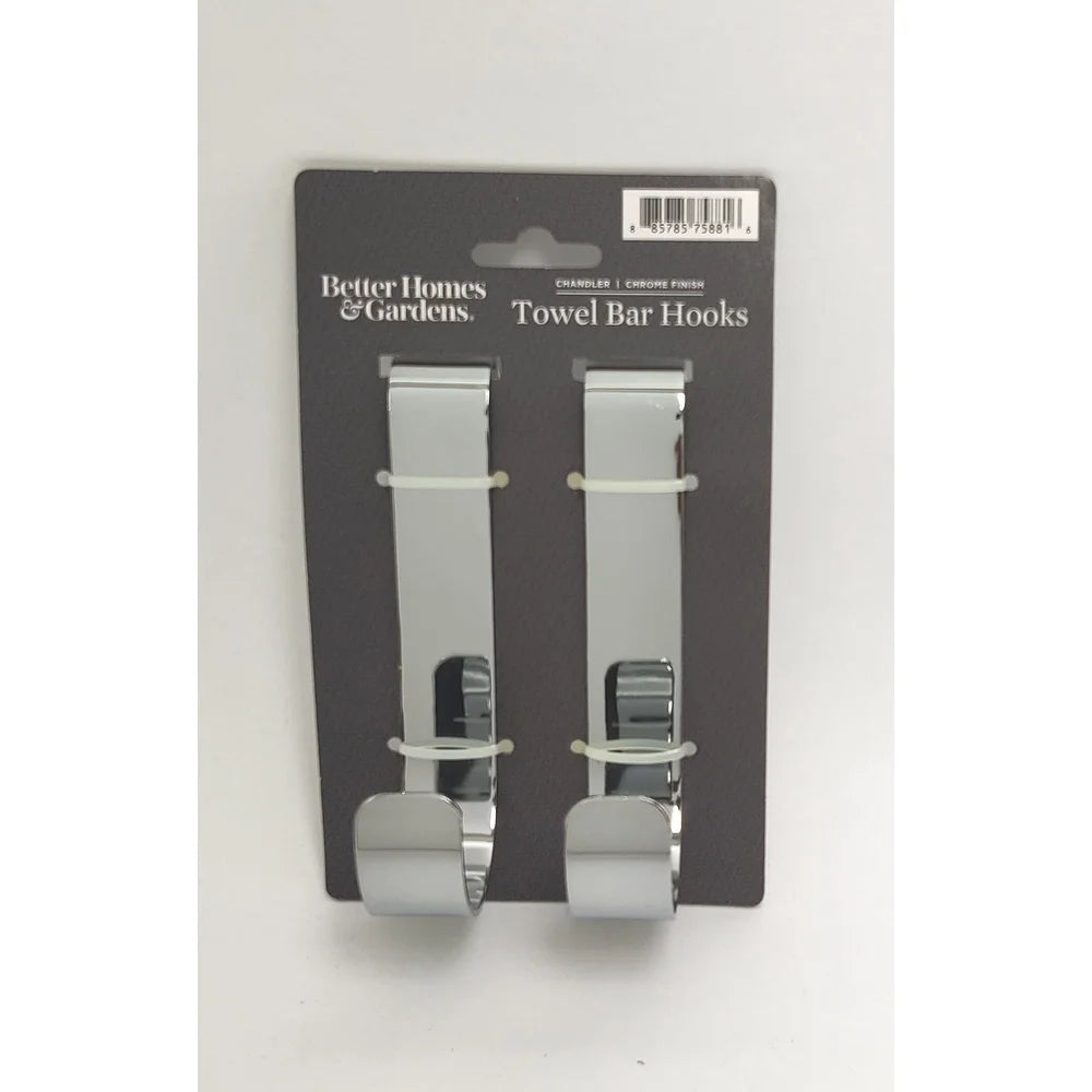 Over the Door Towel Bar Hooks Chrome Set of 2 Durable Steel Towels Hanging Storage Accessories Rust Resistant Hooks
