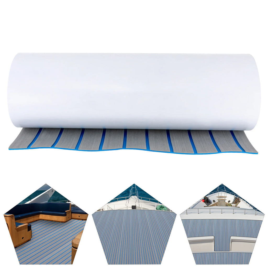 Boat Flooring EVA Foam Decking Sheet Faux Teak Marine Mat Non-Slip Self-Adhesive Flooring Material for RV Yacht 95 x 24inch