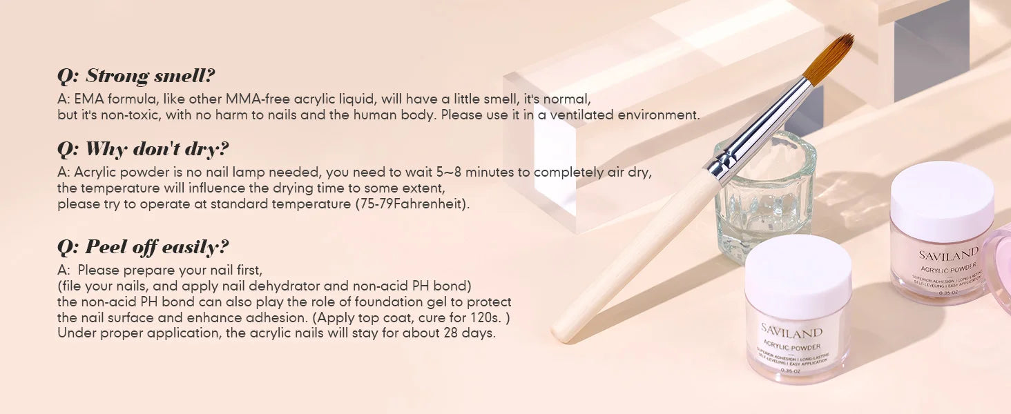 SAVILAND Clear Pink Nudes Acrylic Powder Kit with 30ml Acrylic Liquid Acrylic Nail Brush Nail Forms for Nail Art Salon Home DIY