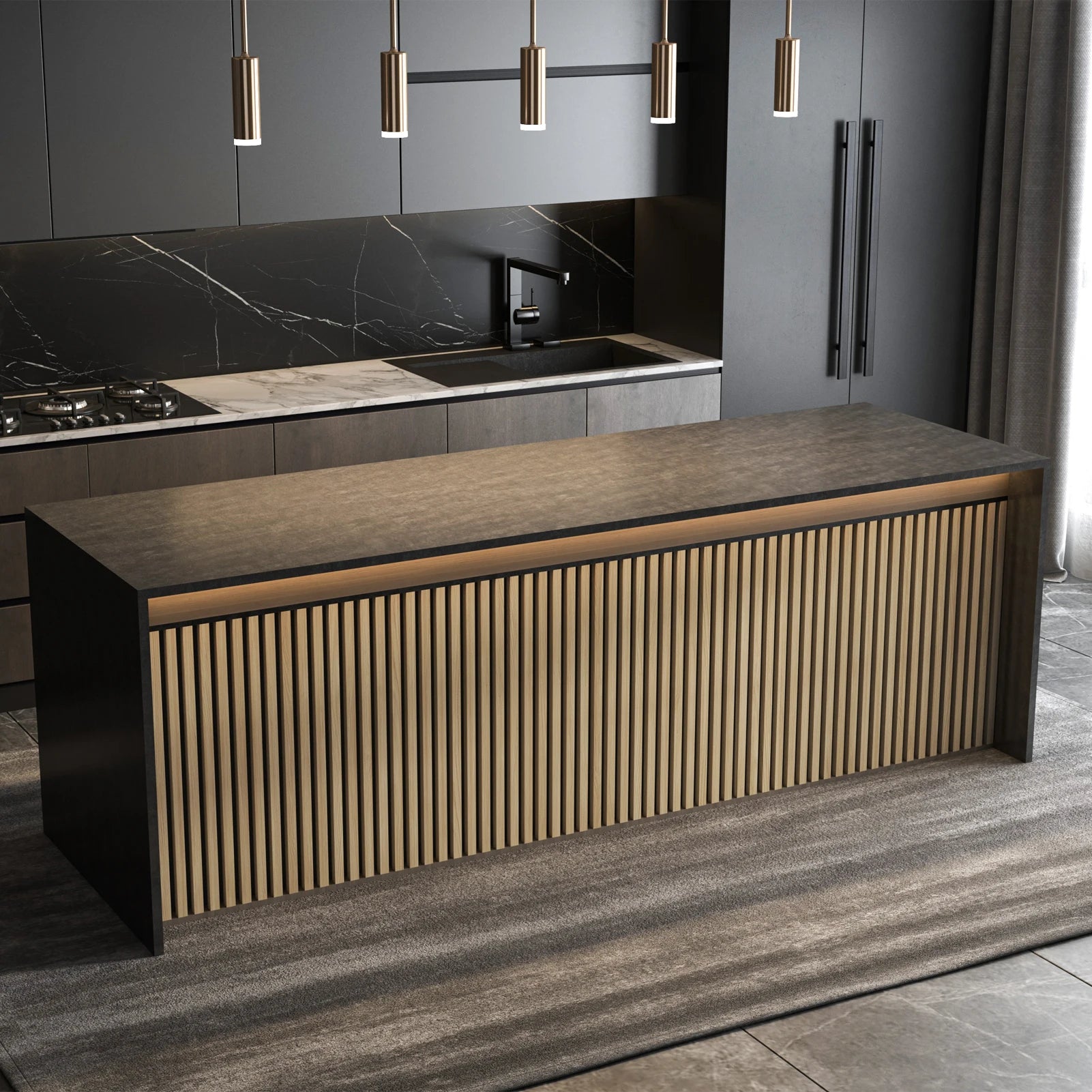 Art3d  4-Panels, Textured Wood-Look 3D Wall & Ceiling Tiles Noise Insulating MDF Grille Design,Acoustic Panels, 24" x 12"