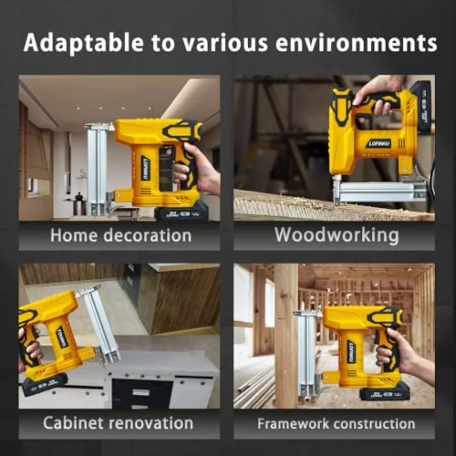 Cordless Nail Gun Battery Powered Brad Nailer 2-in-1 Nail/Staple Gun 2×2.0Ah Batteries Electric Nail Gun Brad Nailer Cordless f