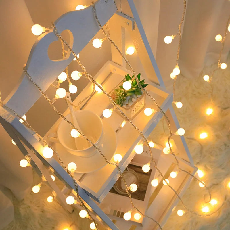 Battery Powered Led Ball String Lights Indoor Globe Fairy Light for Wedding Decorative Light String Tent Christmas Decoration