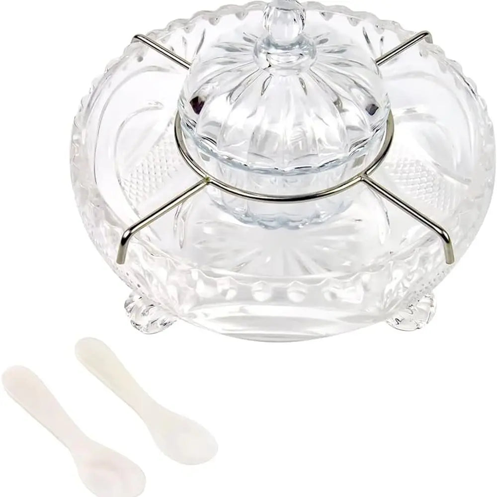 Luxury Caviar Serving Kit with Glass Bowl & 2 Pearl-Handled Spoons for Gourmet Delights