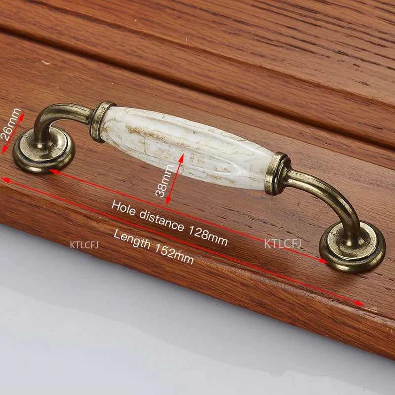 European Bronze Ceramic Cabinet Handles Zinc Alloy Drawer Knobs Wardrobe Door Handles Furniture Handle