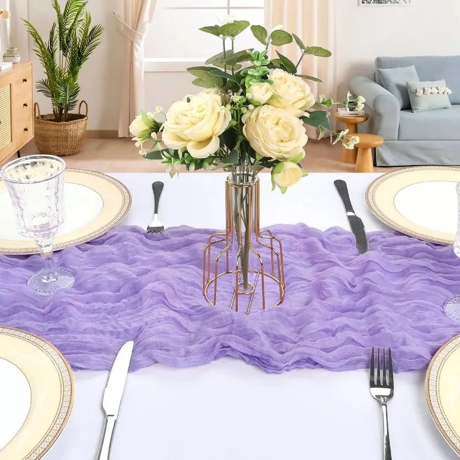 Pack 10FT Lavender Purple Cheesecloth Table Runner 120 Inch Long Gauze Rustic Boho Cheese Cloth Table Runner Sheer Fabric for We