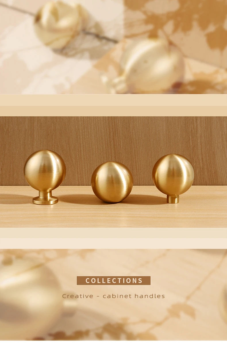 Santaya Brass Knob Round Furniture Handle Ball Modern Minimalist Gold Drawer Knob Wardrobe Pull Kitchen Handle Solid Single Hole