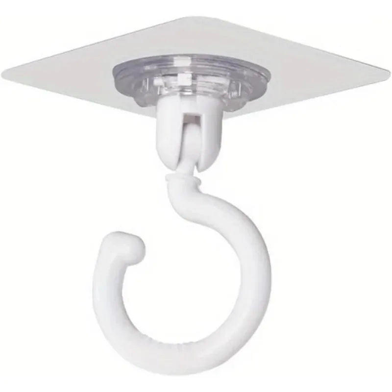 4PCS 360-Degree Rotating Self-Adhesive Hooks for Ceiling Or Wall, Suitable for Dome Bed Canopy Or Mosquito Net.