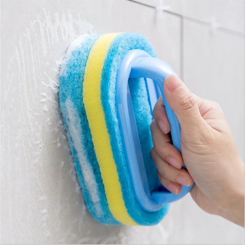 Sponge Cleaning Brush With Handle Bathtub Tile Scrub Brush Kitchen Bathroom Cleaning Sponge Brush Household Cleaning Supplies
