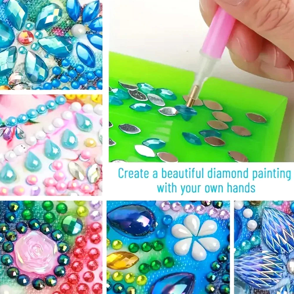 Animals Diamond Art Note Box Contains 160 Sheets of Paper Gem Painting Memo Pad Holder Mosaic Kit Rhinestones Post It Dispenser