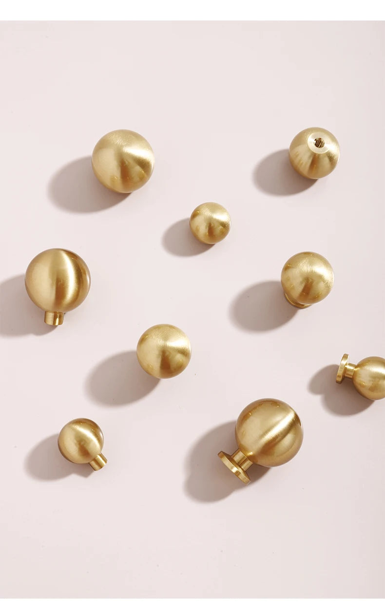 Santaya Brass Knob Round Furniture Handle Ball Modern Minimalist Gold Drawer Knob Wardrobe Pull Kitchen Handle Solid Single Hole