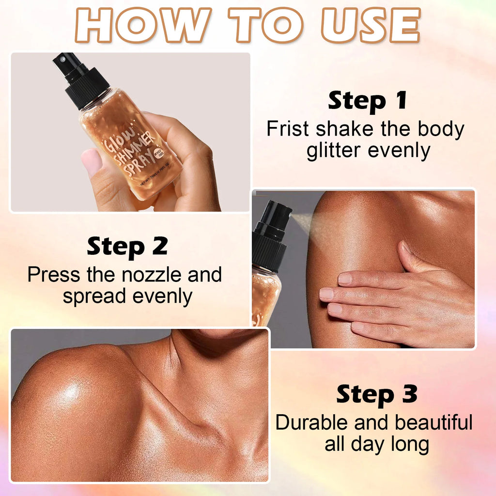 Body Glitter Spray Quick Drying Body Glow Shimmer Long-Lasting Shiny Liquid Highlight Makeup for Birthday Party 2026 Newest