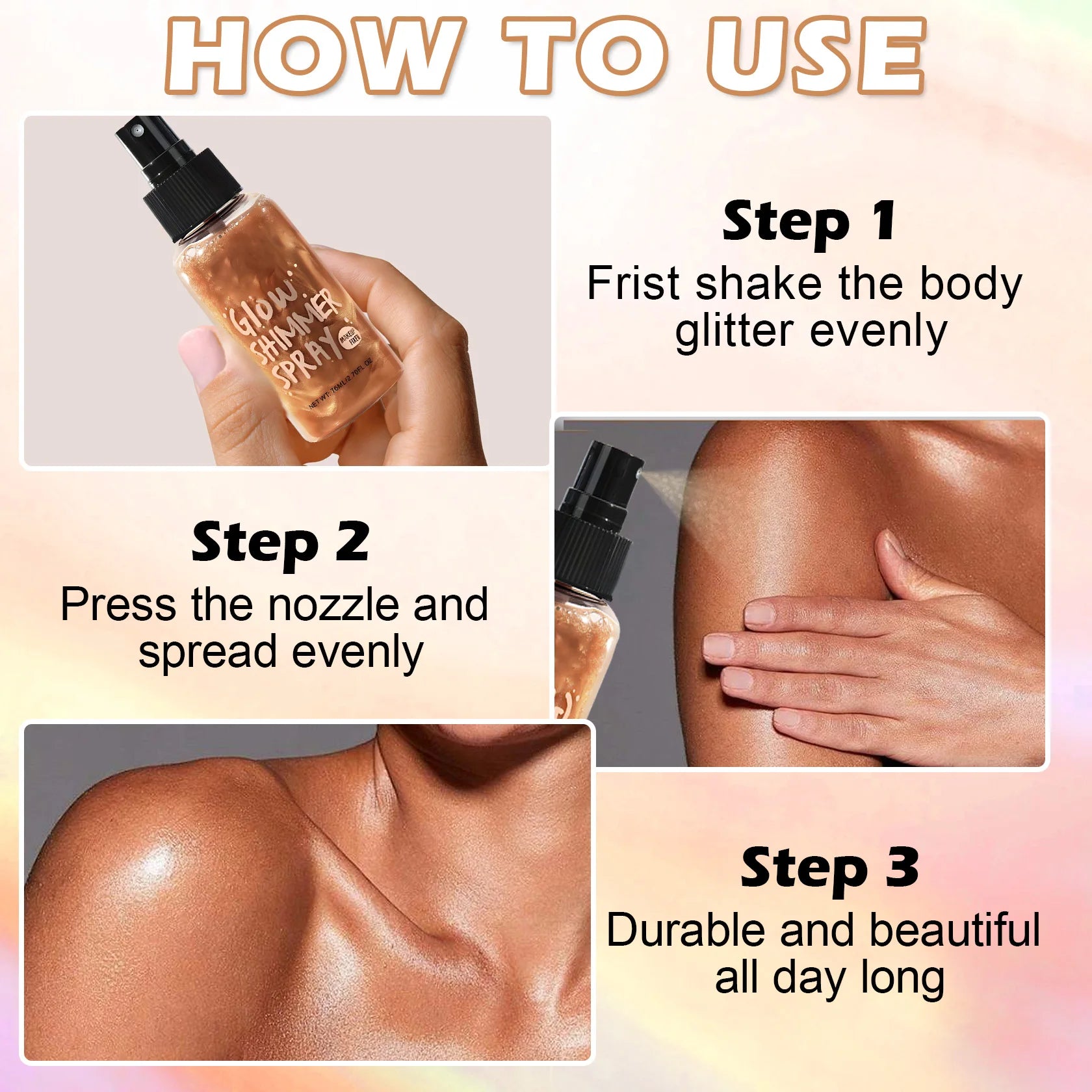 Body Glitter Spray Quick Drying Body Glow Shimmer Long-Lasting Shiny Liquid Highlight Makeup for Birthday Party 2026 Newest