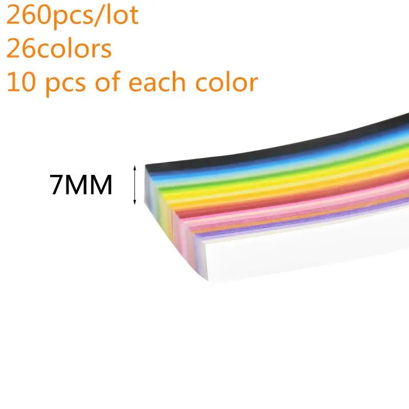 260 Pcs Origami Handmade Children DIY Art Craft Mixed Color Scrapbooking Stripes Quilling Paper Design Tools Color Strips 4 Size