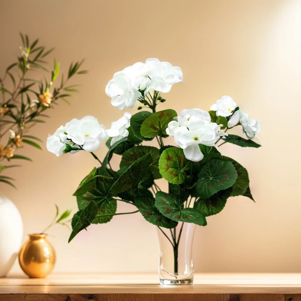 2/4Pcs 12.6inch Artificial Plant Silk Begonia Flower Geraniums UV Resistant Nonwoven Faux Flowers for Garden bonsai Floral Decor